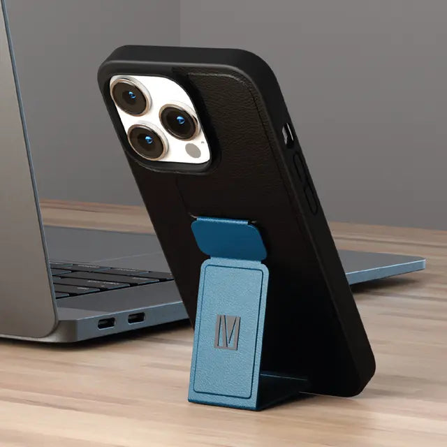 Levelo For iPhone 14 Pro Max Morphix Gripstand PU Leather Case - Pacific Blue, Mobile Phone Cases, Levelo, Telephone Market - telephone-market.com