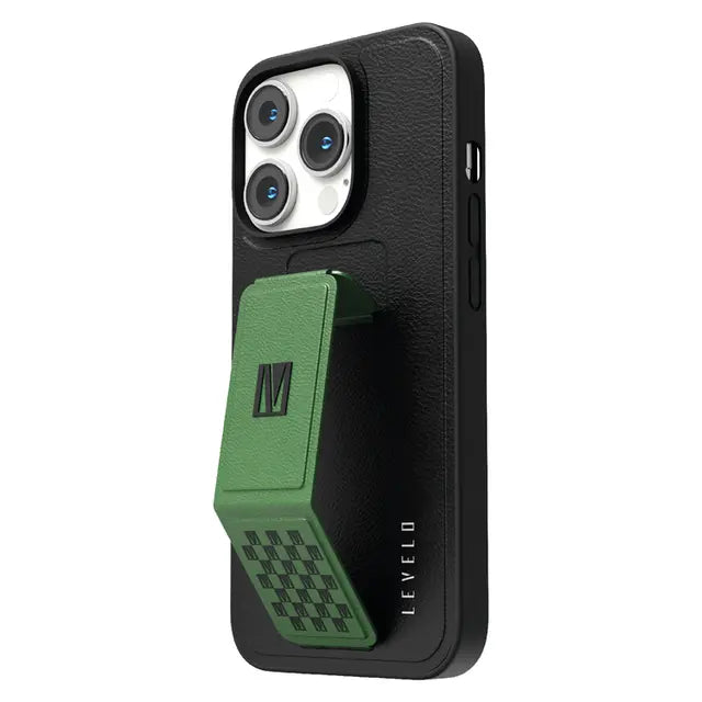 Levelo For iPhone 14 Pro Max Morphix Gripstand PU Leather Case - Pacific Green, Mobile Phone Cases, Levelo, Telephone Market - telephone-market.com