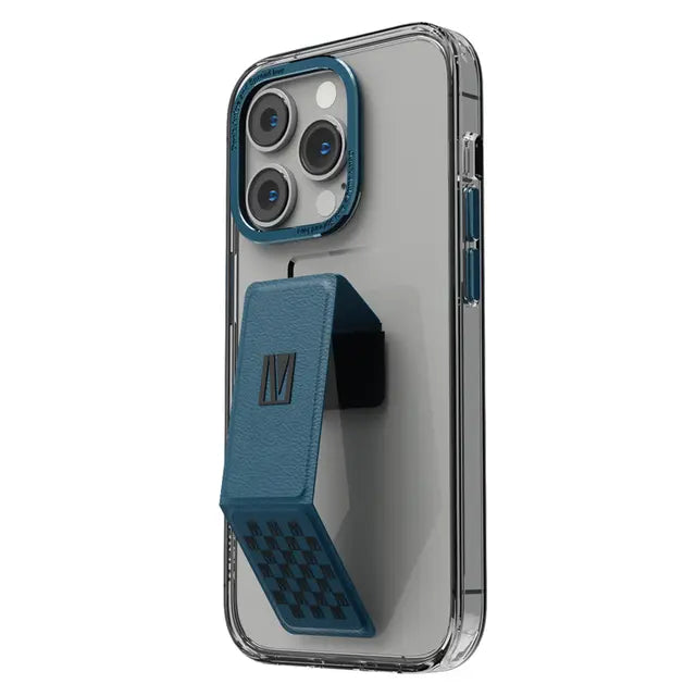 Levelo For iPhone 14 Pro Max Morphix Gripstand PU Leather Case - Blue, Mobile Phone Cases, Levelo, Telephone Market - telephone-market.com