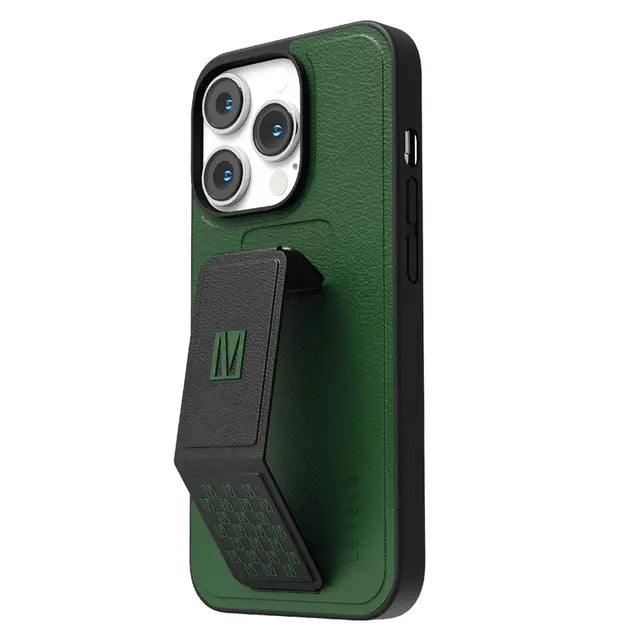 Levelo For iPhone 14 Pro Max Morphix Gripstand PU Leather Case - Forest Green, Mobile Phone Cases, Levelo, Telephone Market - telephone-market.com