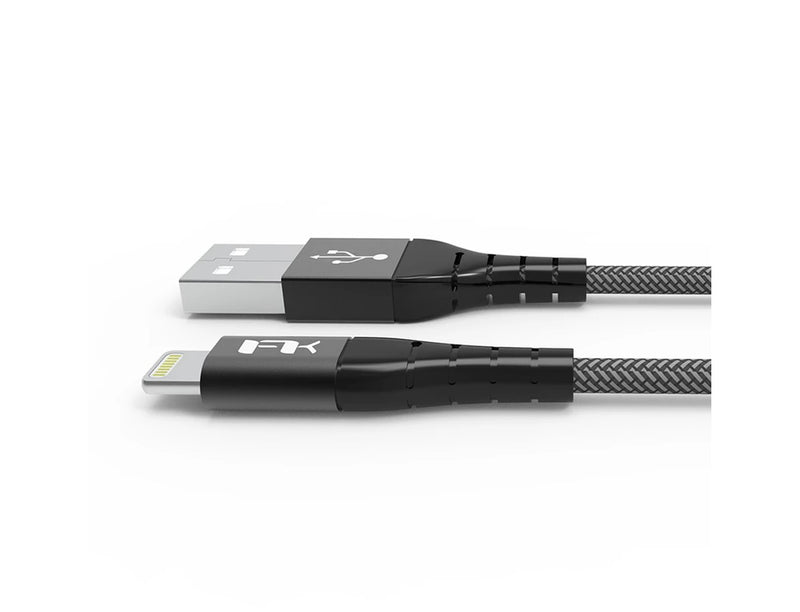 Feeltek Air Lightning to USB-A Cable 100 cm (Braid + Metallic), Black, Storage & Data Transfer Cables, Feeltek, Telephone Market - telephone-market.com