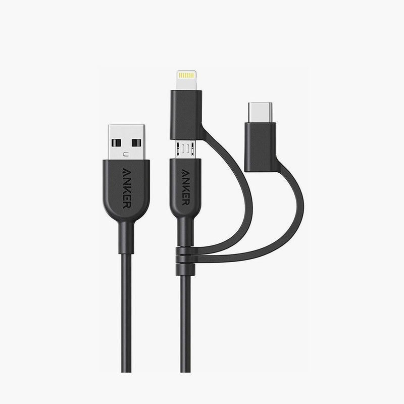 Anker PowerLine II 3-in-1 Cable - 0.9m/3ft, Storage & Data Transfer Cables, Anker, Telephone Market - telephone-market.com