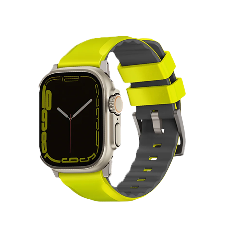 Uniq For Apple Watch 49/45/44/42mm Linus Airosoft Silicone Strap - Lime Green, Apple Watch Strap, UNIQ, Telephone Market - telephone-market.com