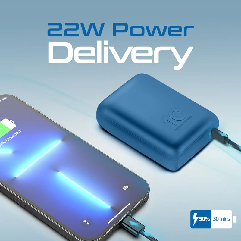 Promate Power Bank 10000mAh Ultra-Compact with 20W Power Delivery & Quick Charge 3.0 - Blue, Power Bank, Promate, Telephone Market - telephone-market.com