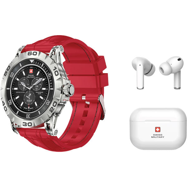 Swiss Military DOM2 Smart Watch Silicon Strap - Red, Smart Watches, Swiss Military, Telephone Market - telephone-market.com