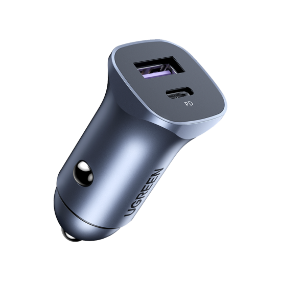 Ugreen Car Charger Two Ports USB-A Port and PD Port 30W - Gray, Car Charger, UGREEN, Telephone Market - telephone-market.com