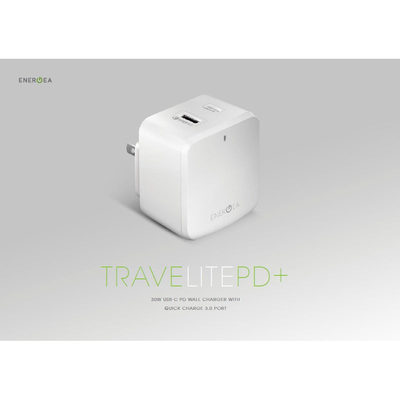Energea Wall Charger TravelitePD+ 1-Port USB-C And USB-A 48W - White, Power Adapters & Chargers, ENERGEA, Telephone Market - telephone-market.com