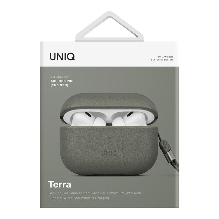 Uniq for Airpods Pro 2 Terra Genuine Leather Snap Case - Lichen Green, Headphone & Headset Accessories, UNIQ, Telephone Market - telephone-market.com