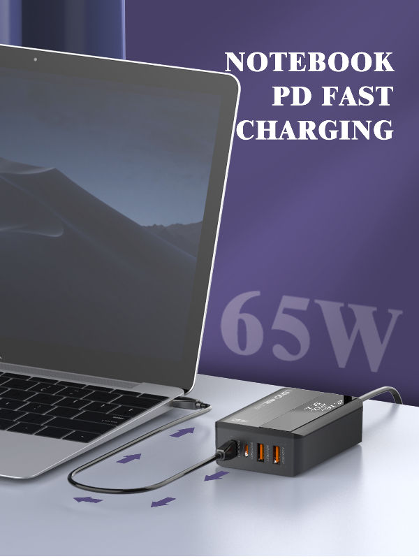 Ldnio Desktop Fast Charger 65W Max 4-Port PD+QC3.0 Charging Station, Power Adapters & Chargers, LDNIO, Telephone Market - telephone-market.com