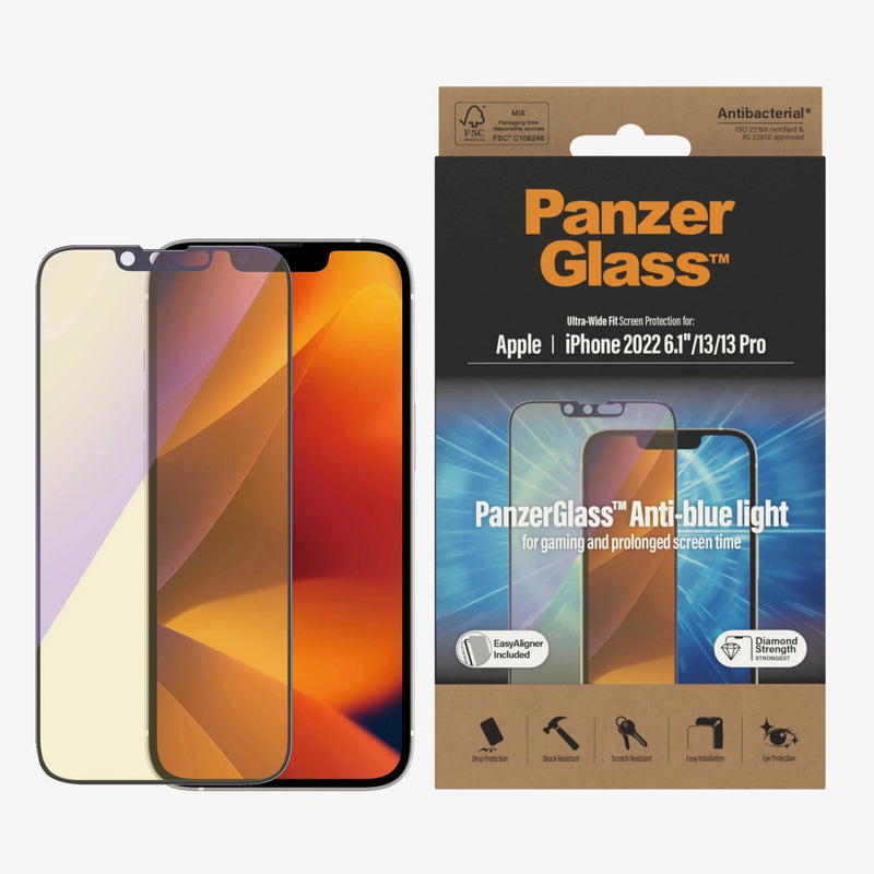 PanzerGlass For iPhone 14 / 13 / 13 Pro UWF Glass Screen With Applicator - Anti-blue light - Telephone Market