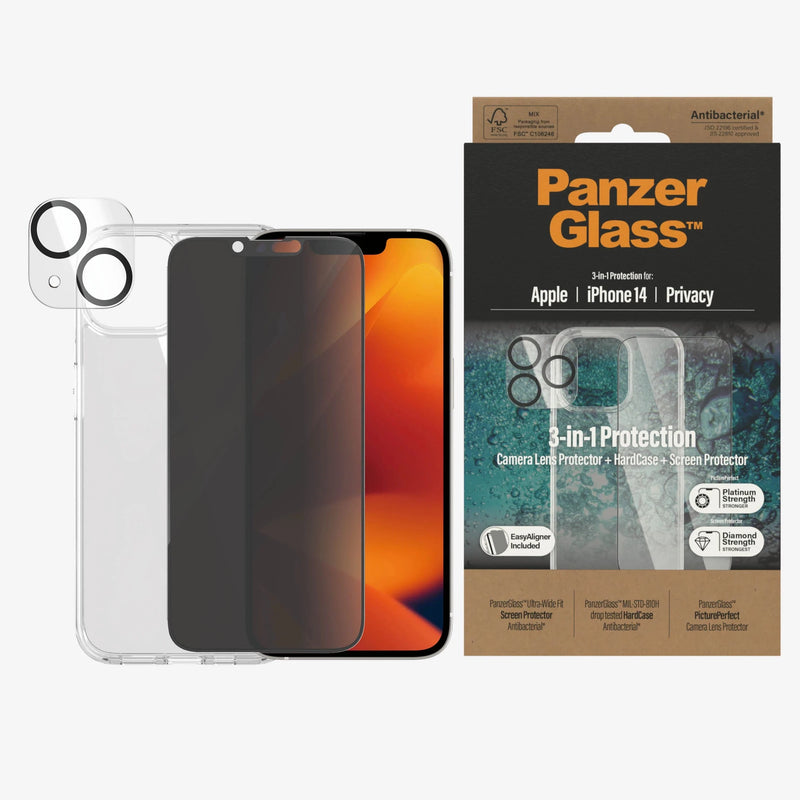 PanzerGlass For iPhone 14 Bundle Camera Lens Protector - HardCase - Screen Protector Privacy - Telephone Market