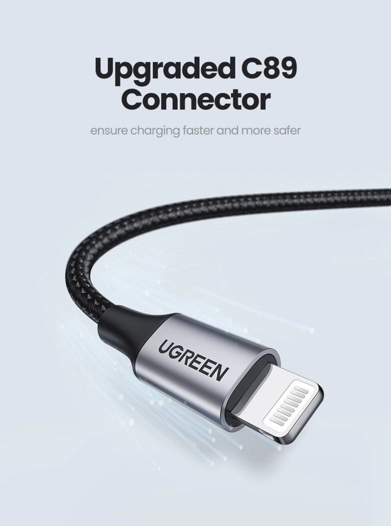Ugreen Power Line USB-A to Lighting - 1m - Aluminium case - Silver, Storage & Data Transfer Cables, UGREEN, Telephone Market - telephone-market.com