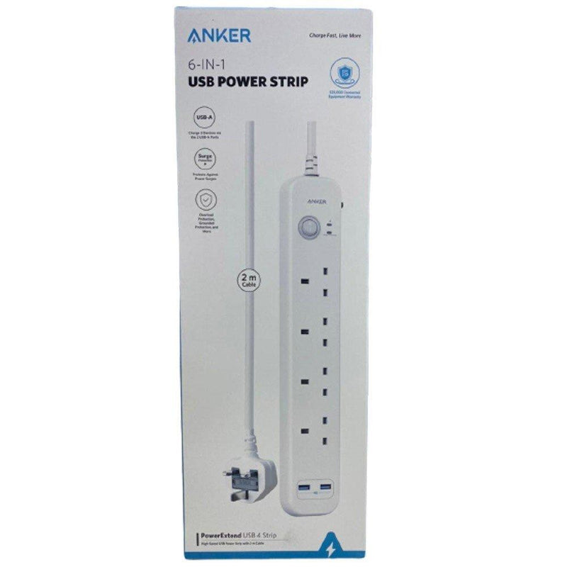 Anker PowerExtend 6-IN-1 PowerStrip - White, Power Strips & Surge Suppressors, Anker, Telephone Market - telephone-market.com