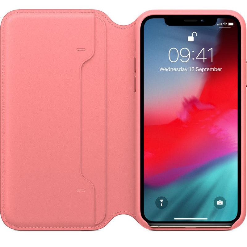 Apple For iPhone Xs Max Folio Leather Case - Peony Pink - Telephone Market