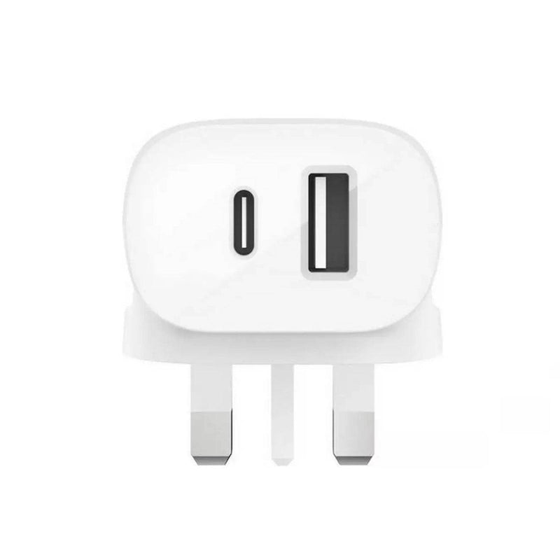 Belkin Wall Charger 32W USB-C + USB-A - White, Power Adapters & Chargers, Belkin, Telephone Market - telephone-market.com