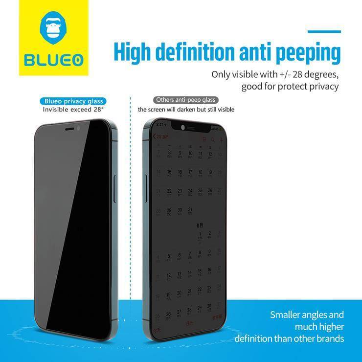 Blueo for iPhone 12/12 Pro Matt Privacy Glass - Telephone Market