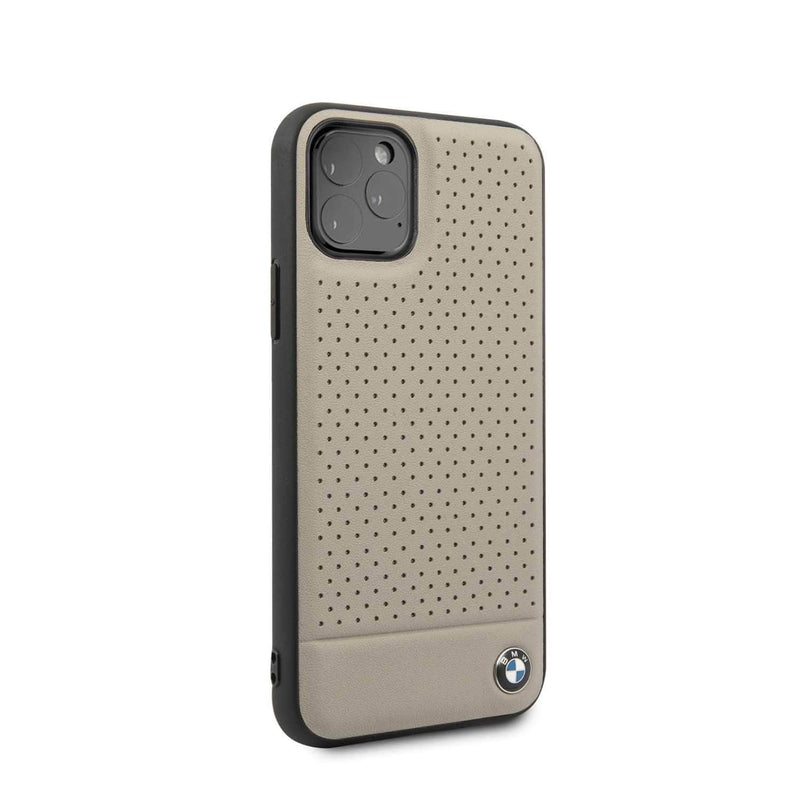 BMW For iPhone 11 Pro Leather Hard Perforated Case - Grey - Telephone Market