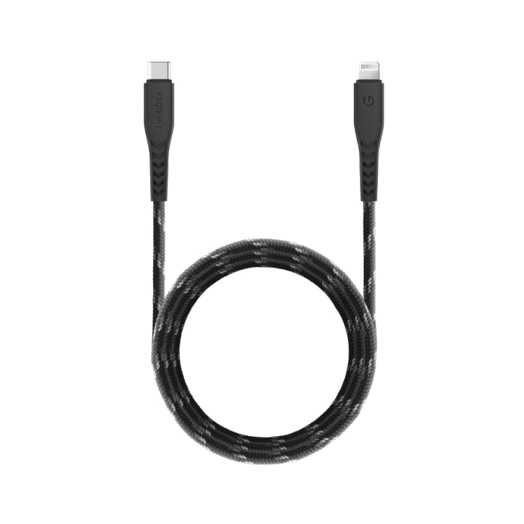 Energea PowerLine Nyloflex USB-C to Lightning 3m - Black, Storage & Data Transfer Cables, ENERGEA, Telephone Market - telephone-market.com