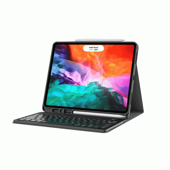 Green For iPad Pro 12.9inch 2020 Wireless Keyboard Case Arbic,English - Black - Telephone Market