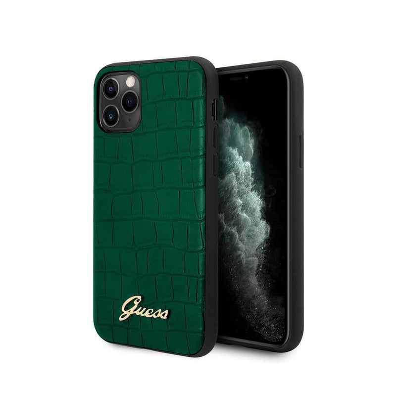 Guess For iPhone 11 Pro Max Croco Pattern Case - Dark Green - Telephone Market