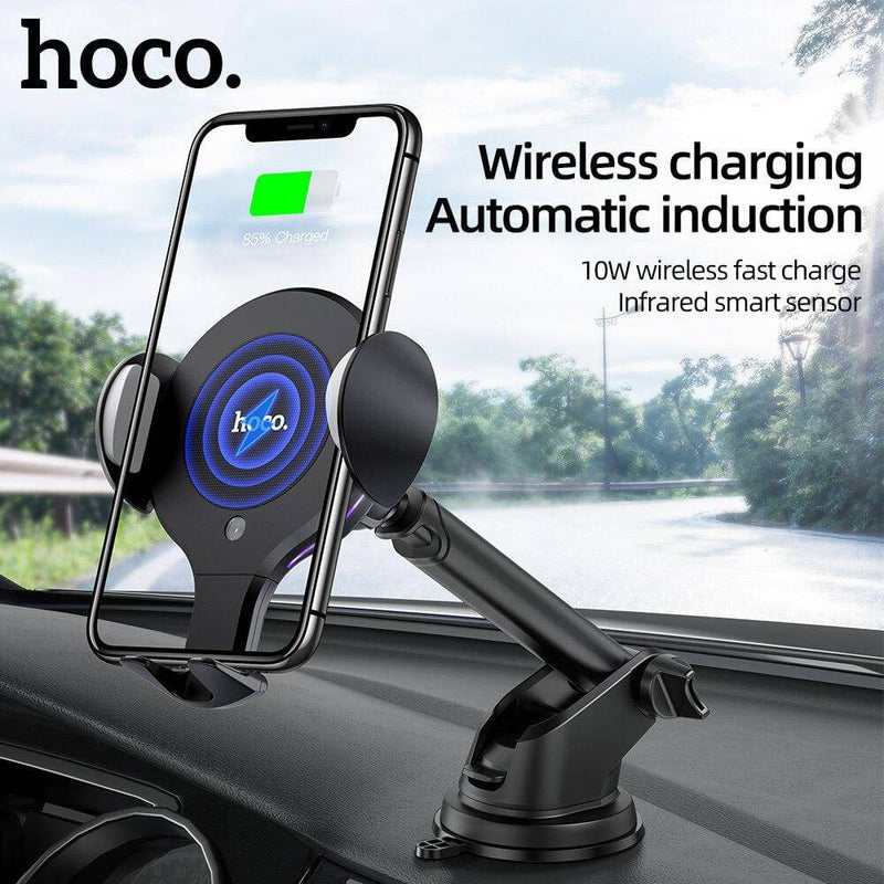 Hoco Car Holder Wireless Charging Automatic Induction 10W - Black - Telephone Market