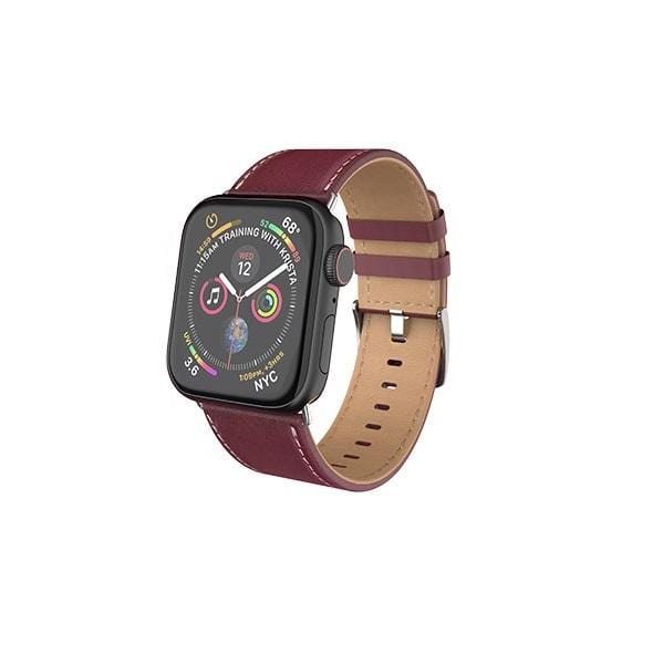 Hoco For Apple Watch Strap Leather 44/45mm - Wine Red - Telephone Market