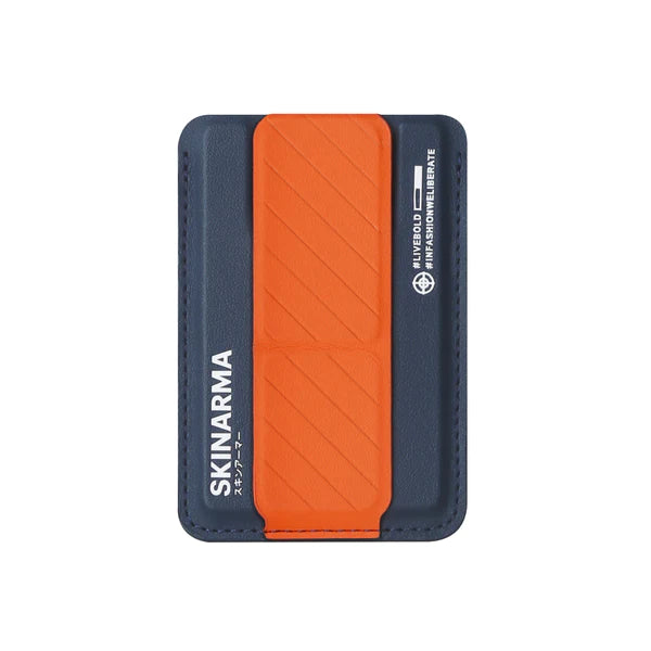 SkinArma Kado Mag-Charge Card Holder With Grip Stand - Blue / Orange, Grips and Handles, Skinarma, Telephone Market - telephone-market.com