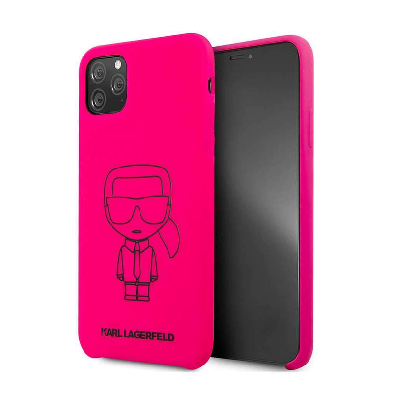 Karl Lagerfeld For iPhone 11 Pro Ikonik Silicone Case - Black Outline Pink - Telephone Market
