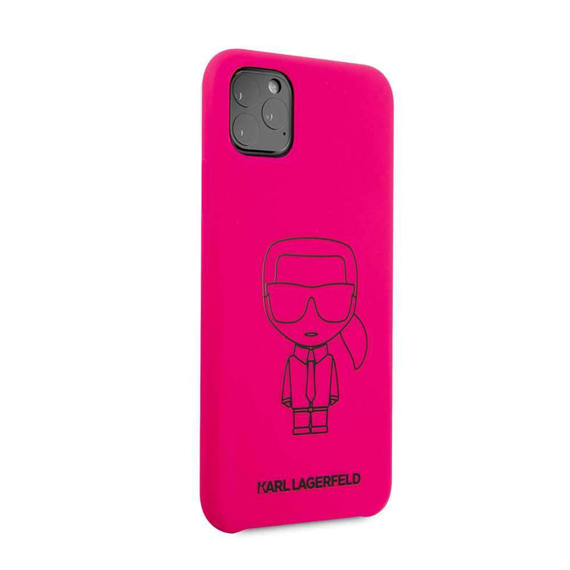 Karl Lagerfeld For iPhone 11 Pro Ikonik Silicone Case - Black Outline Pink - Telephone Market