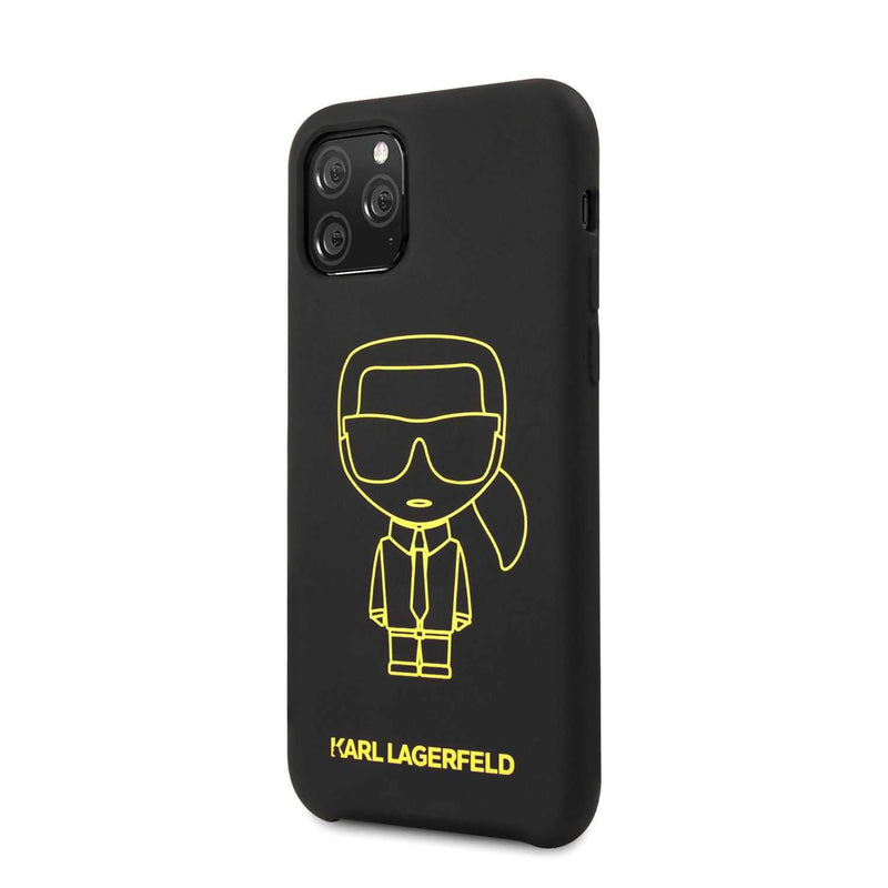 Karl Lagerfeld For iPhone 11 Pro Ikonik Silicone Case - Yellow Outline Black - Telephone Market
