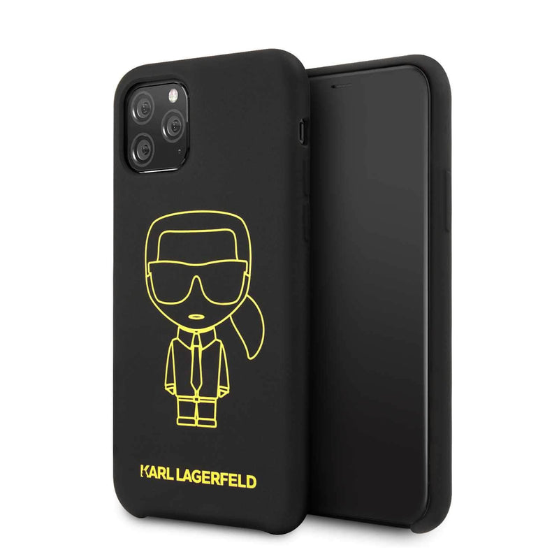 Karl Lagerfeld For iPhone 11 Pro Ikonik Silicone Case - Yellow Outline Black - Telephone Market