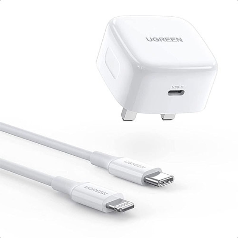 Ugreen Wall Charger 20W PD USB-C to Lightning - White, Power Adapters & Chargers, UGREEN, Telephone Market - telephone-market.com