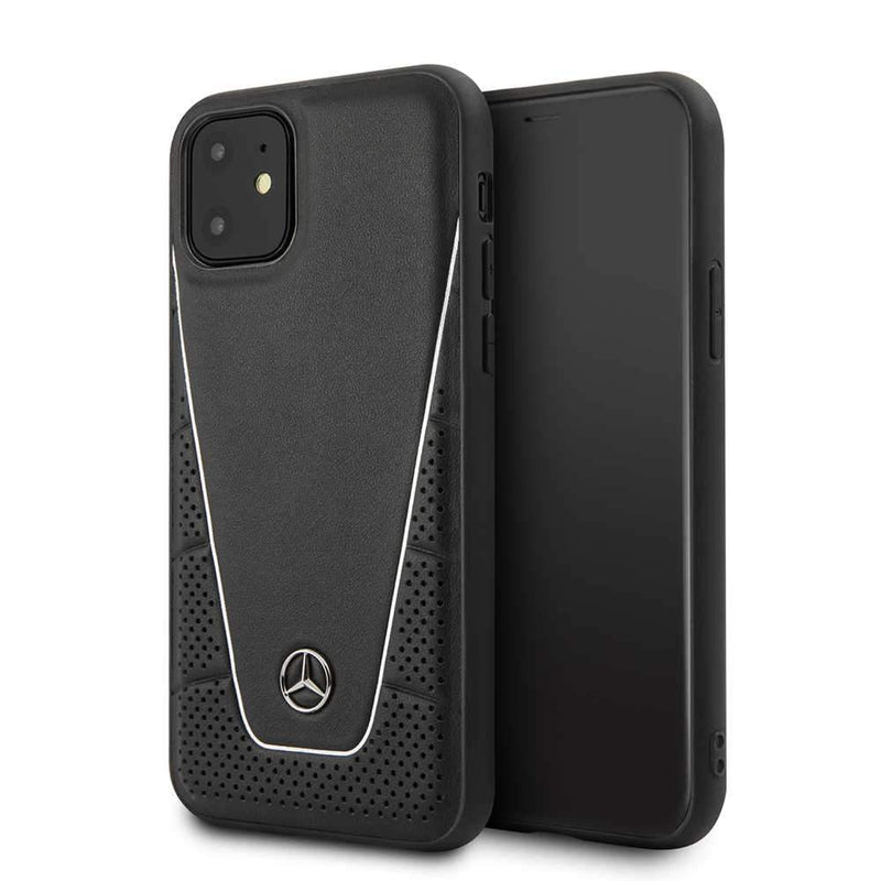 Mercedes For iPhone 11 Leather Hard Perforation Case - Black - Telephone Market