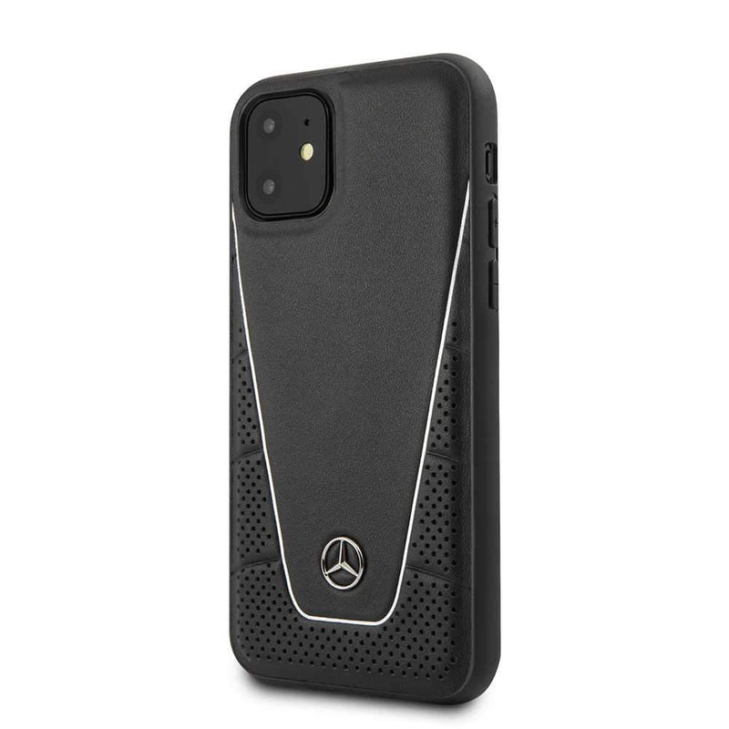 Mercedes For iPhone 11 Leather Hard Perforation Case - Black - Telephone Market