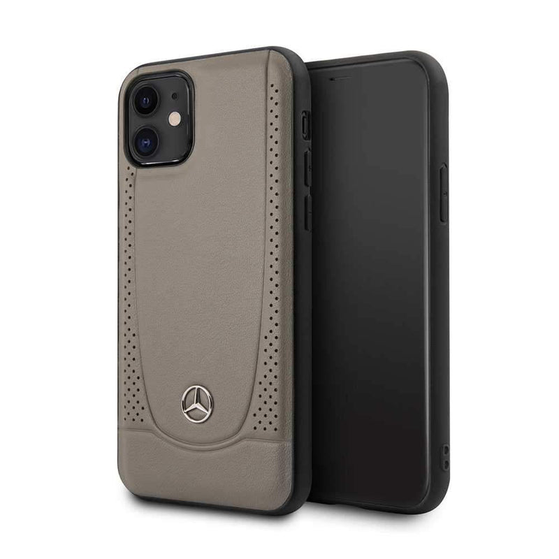 Mercedes For iPhone 11 Leather Hard Perforation Case - Brown - Telephone Market