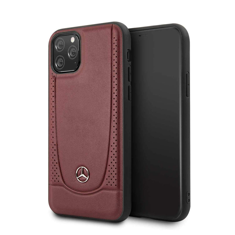 Mercedes For iPhone 11 Pro Leather Hard Perforation Case - Red - Telephone Market
