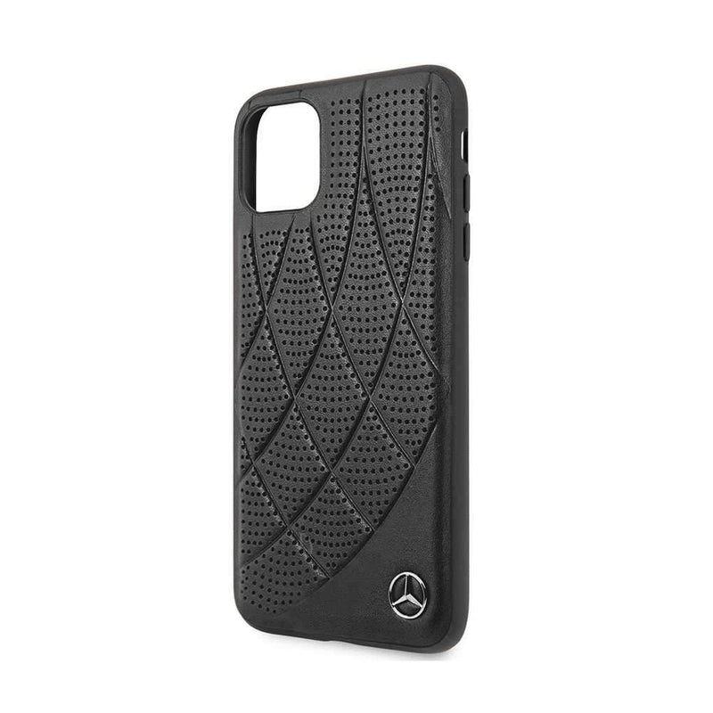 Mercedes For iPhone 11 Pro Leather Perforated Genuine Case - Black - Telephone Market