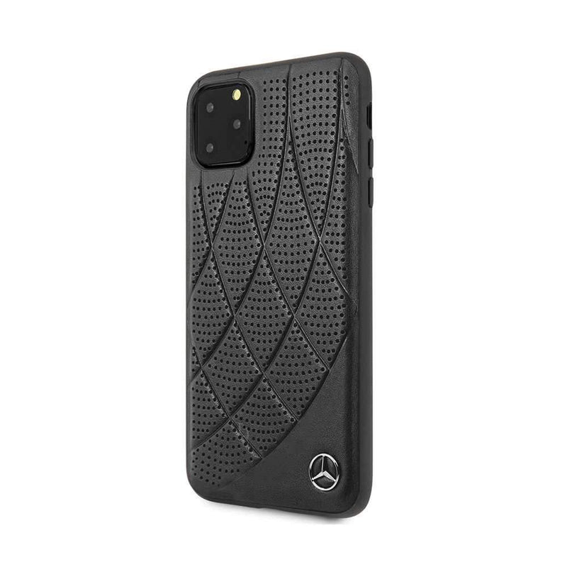 Mercedes For iPhone 11 Pro Leather Perforated Genuine Case - Black - Telephone Market