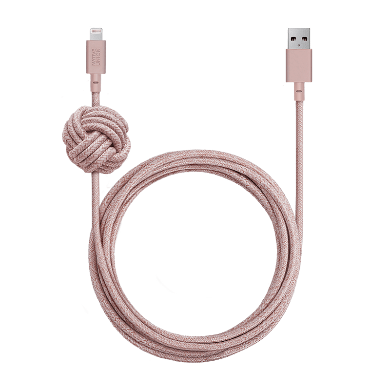 Native Union Night Cable-KV USB-A to Lightning 3m - Rose - Telephone Market