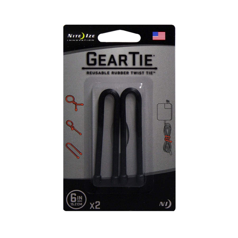 Nite Ize Gear Tie® Reusable Rubber Twist Tie™ 6 in. - 2 Pack - Black, Cable Organizer, Nite Ize, Telephone Market - telephone-market.com