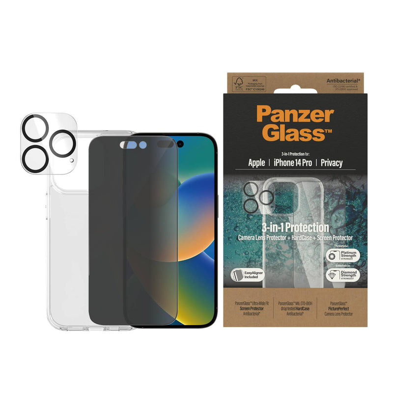 PanzerGlass For iPhone 14 Pro Bundle Camera Lens Protector - HardCase - Screen Protector Privacy, Screen Protectors, PanzerGlass, Telephone Market - telephone-market.com