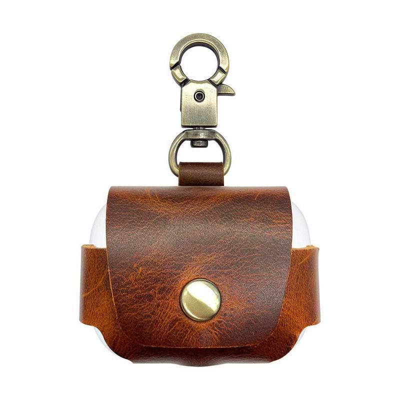 Porodo For Airpods Pro Leather Hang Case - Brown - Telephone Market
