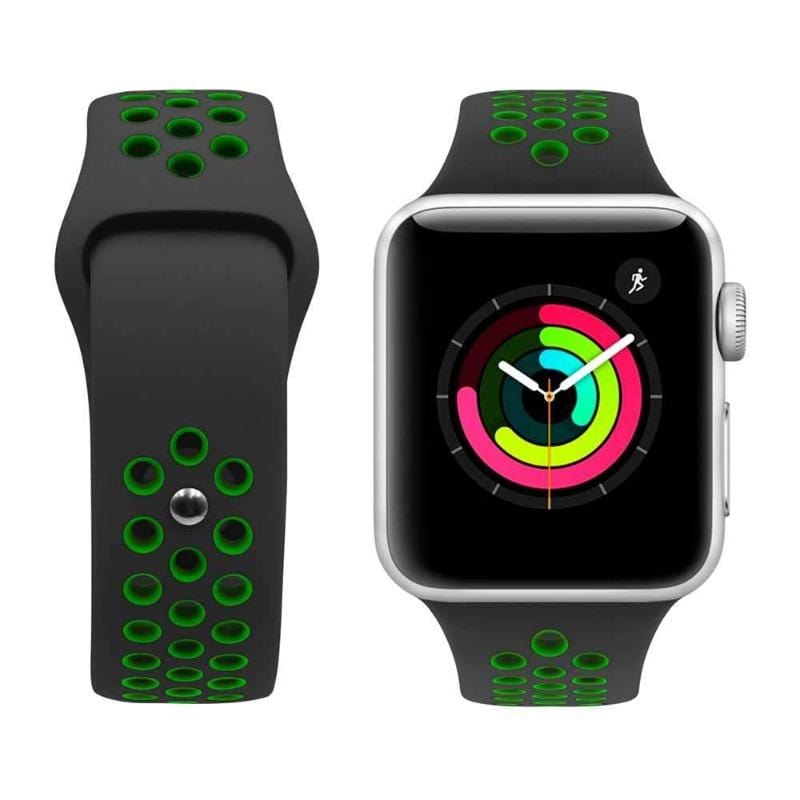 Porodo For Apple Watch 44/45mm Nike Band - Black Green - Telephone Market