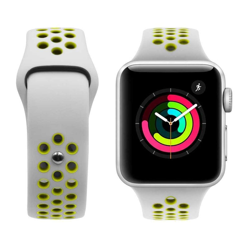 Porodo For Apple Watch 44/45mm Nike Band  - Gray Yellow - Telephone Market