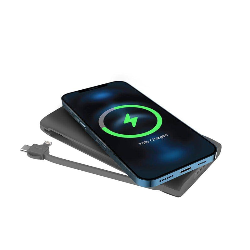 Powerology 4 in1 Station 10000mAh 20W PD QC Wireless Power Bank Built-in Cables - Black, Power Bank, Powerology, Telephone Market - telephone-market.com