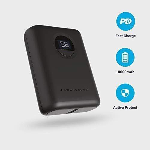 Powerology Power Bank Ultra-Compact  10000mAh PD 20W with MFi USB-C to Lightning Cable 0.9M - Black, Power Bank, powerology, Telephone Market - telephone-market.com
