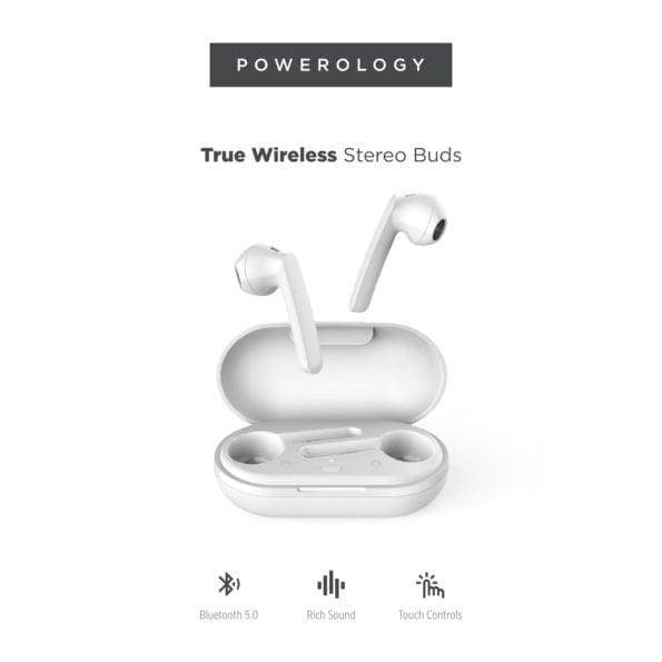 Powerology True Wireless Stereo Buds - White, Headphones & Headsets, Powerology, Telephone Market - telephone-market.com