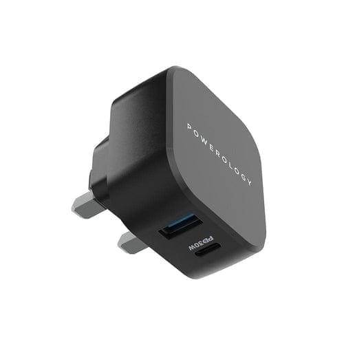 Powerology Wall Charger Dual Port Ultra-Compact - PD 30W - Black, Power Adapters & Chargers, Powerology, Telephone Market - telephone-market.com