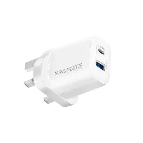 Promate Wall Charger 17W High-Speed Dual Port - White, Power Adapters & Chargers, Promate, Telephone Market - telephone-market.com
