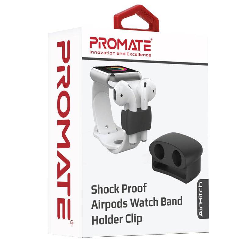 Promate Air Hitch Shock Proof Airpods Watch Band Holder Clip - Black, Headphone & Headset Accessories, Promate, Telephone Market - telephone-market.com